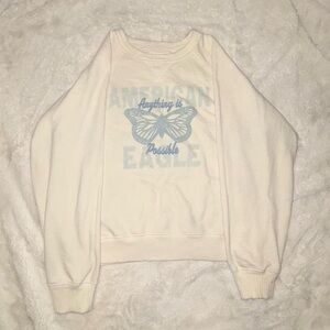American Eagle Butterfly cream crewneck
